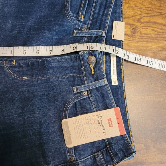 Levi's Jeans Sz 28 Hyper Soft 721 High Rise Skinny Medium Dark Wash Stretch NWT - Picture 9 of 11